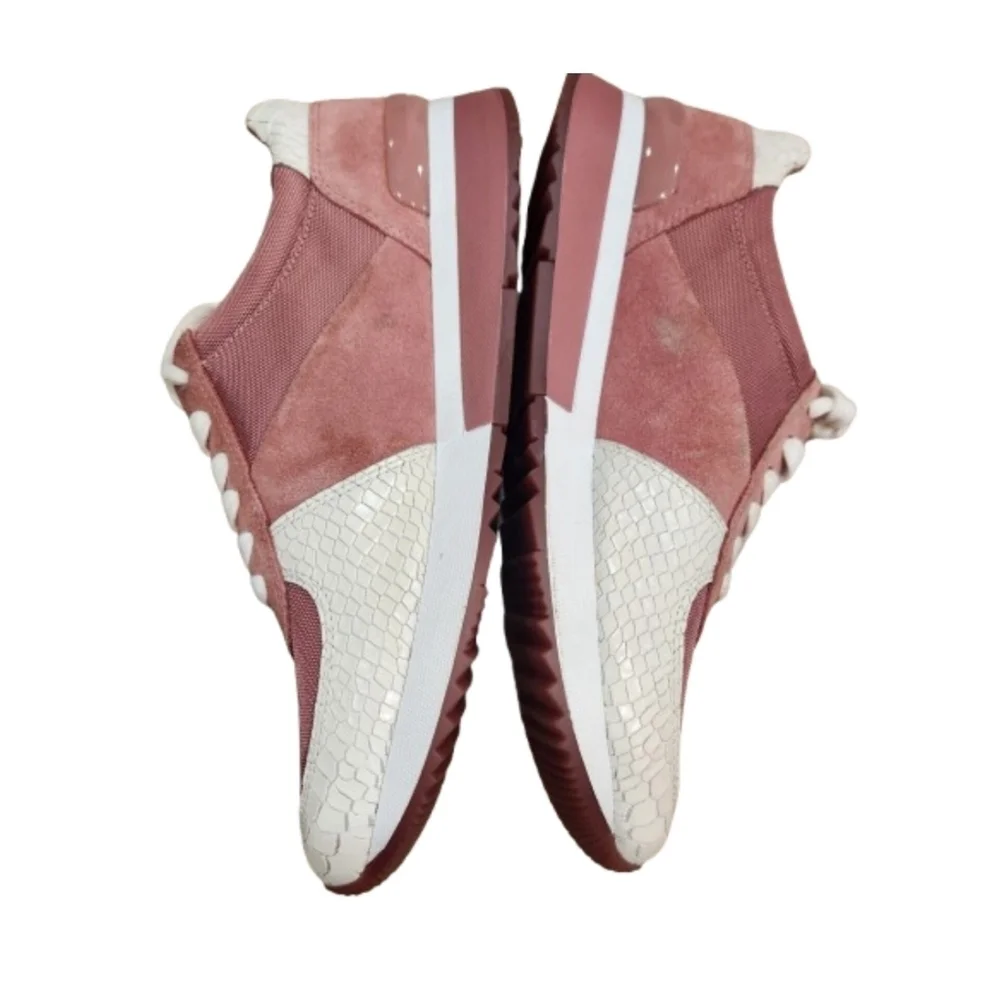 Michael Kors Pink & White Suede Leather Snake Sneakers Women’s Size 8 - Picture 5 of 8